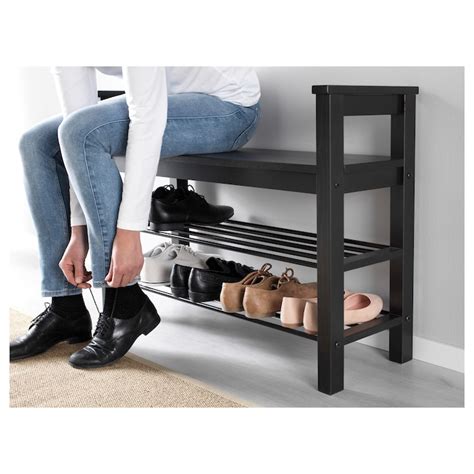 hermes bench with shoe storage|HEMNES Bench with shoe storage, black.